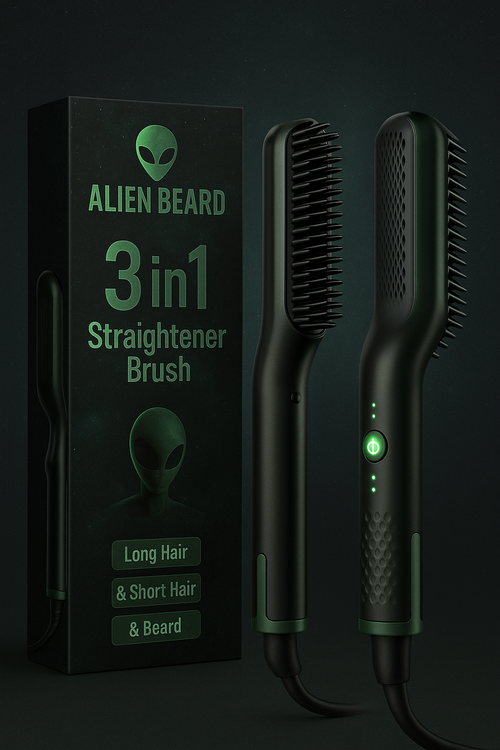 Brosse Lissante Chauffante pour Barbe – Ionique, Chauffe Rapide, Wet & Dry – Hot Comb Homme Alien Beard