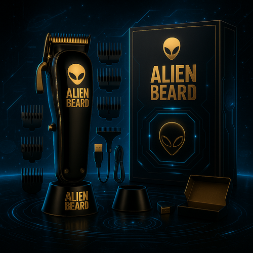 Tondeuse Barbe Pro Alien Beard™ BRD106 – 7500RPM, 5 Vitesses, Lame DLC & Base de Charge | Design Futuriste Haute Précision